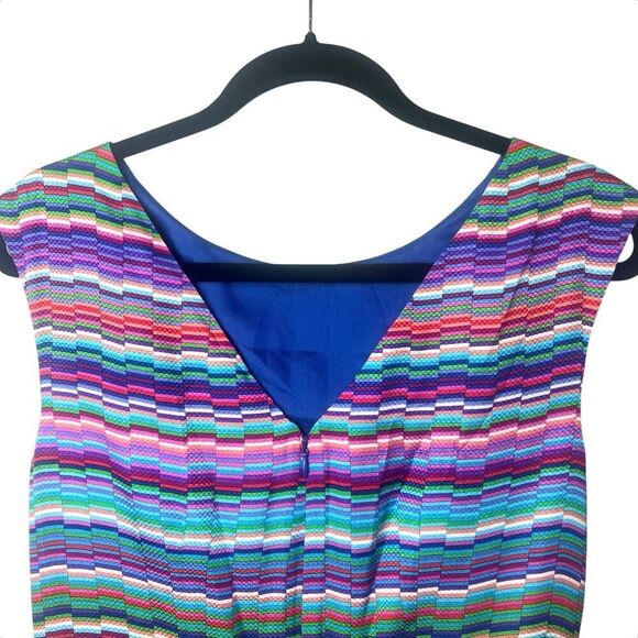 Shoshanna Fit & Flare Sleeveless Kaleidoscope Silk Dress Multicolor Sz 10 - Picture 11 of 12